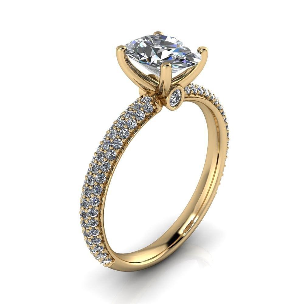 Bisou Oval Moissanite Diamond Crusted Band 4 Prong Ring-Custom-Made Jewelry-Fire & Brilliance ®