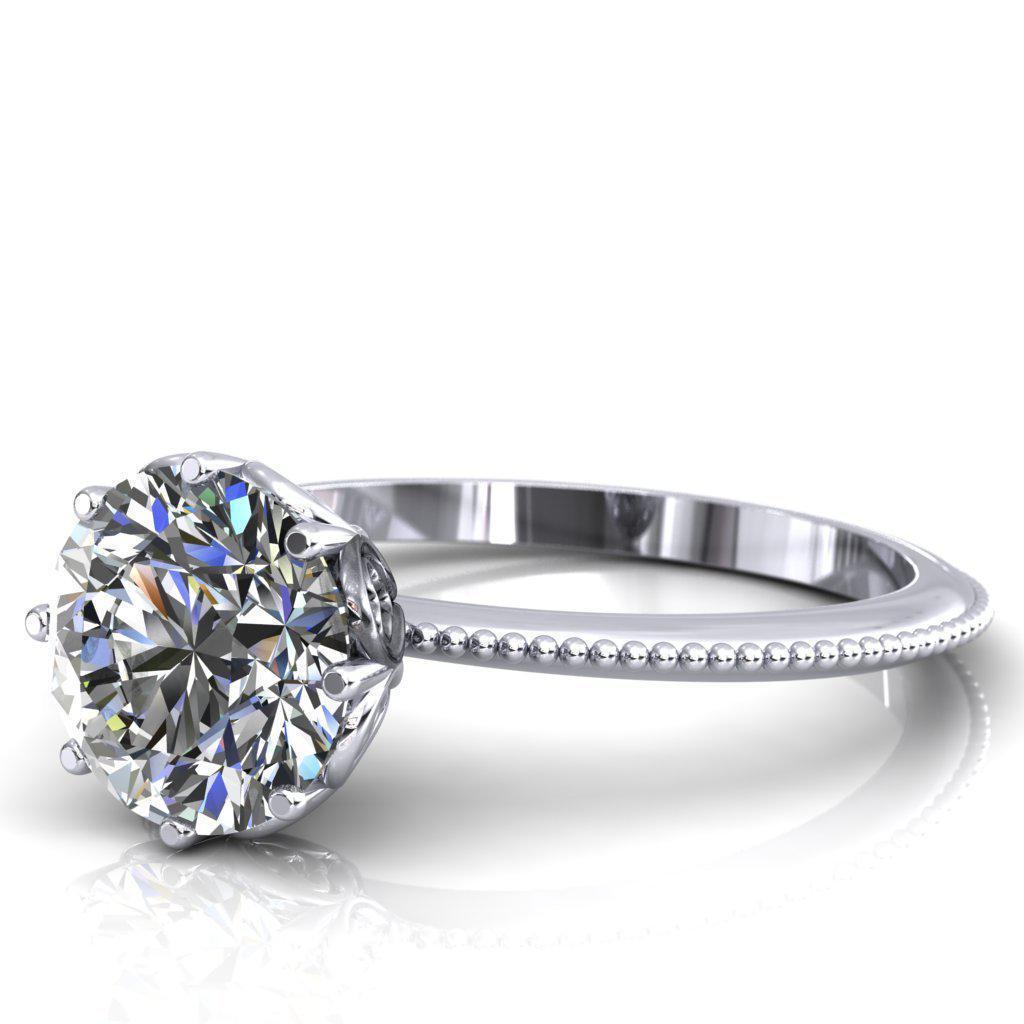 Blossom Floral Petals Round Moissanite Engagement Ring-Custom-Made Jewelry-Fire & Brilliance ®