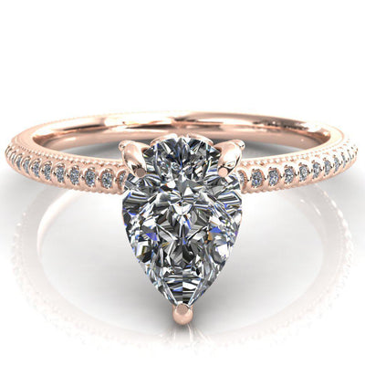 Bolin Pear Moissanite U-Shaped Fence With Spheres Engagement Ring-Custom-Made Jewelry-Fire & Brilliance ®