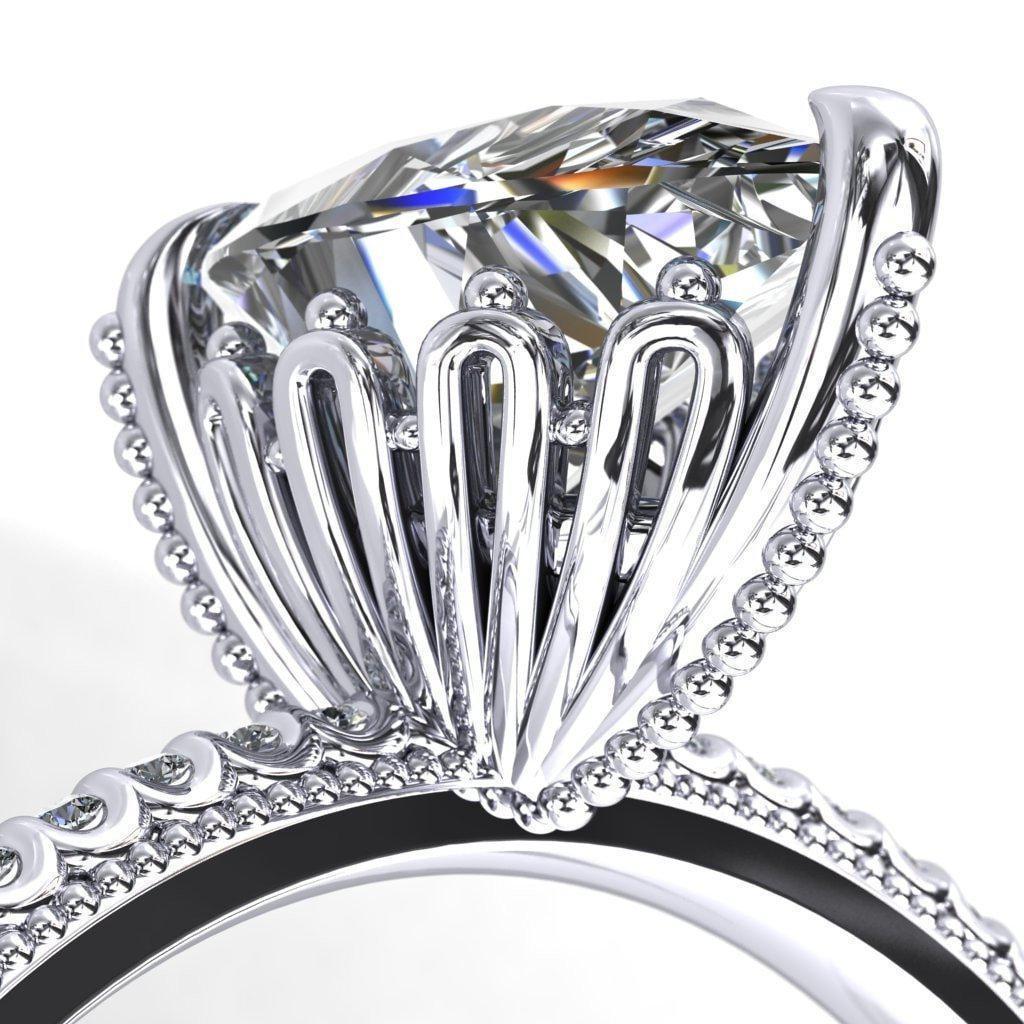 Bolin Pear Center Stone U-Shaped Fence With Spheres Engagement Ring ...
