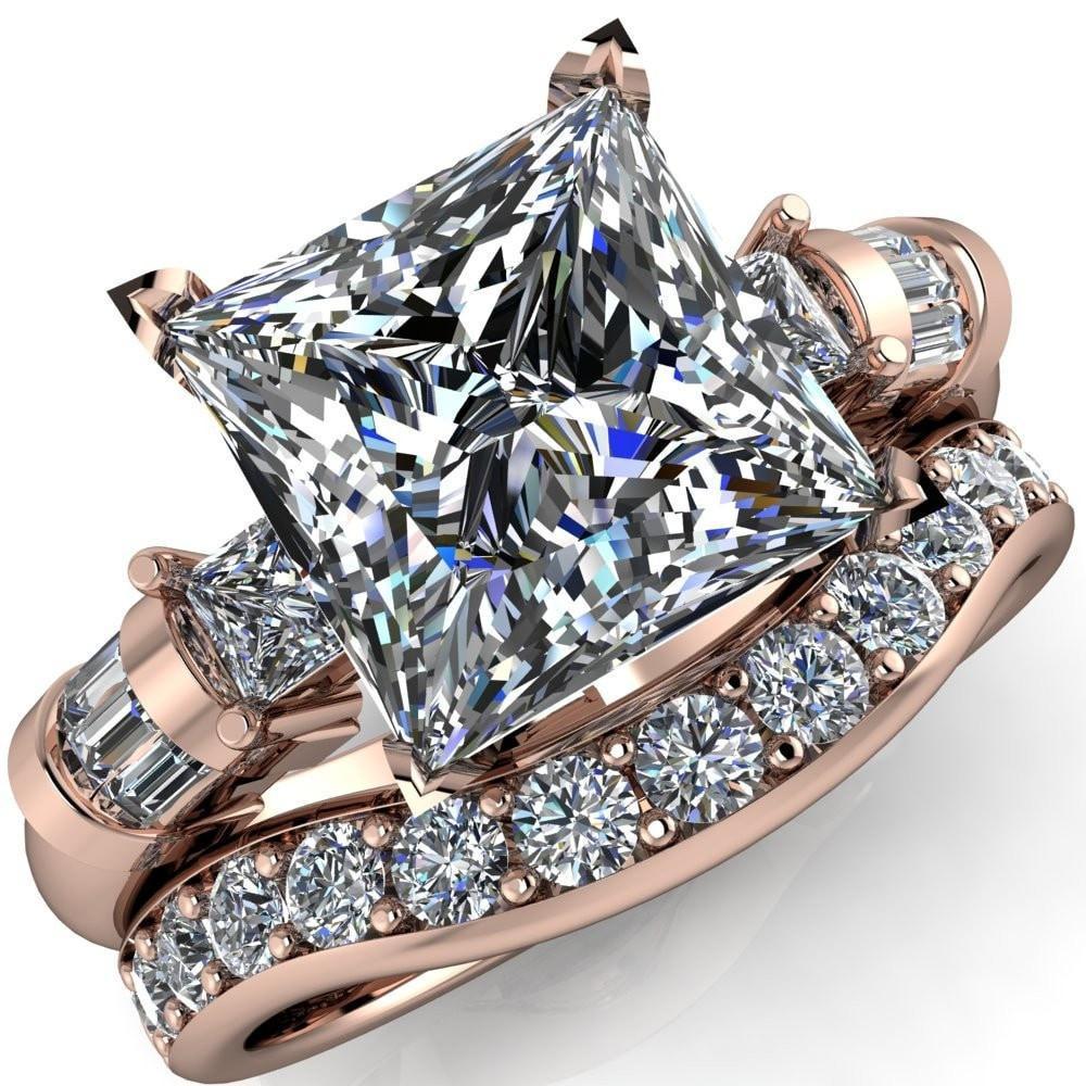 Bonita Princess/Square Moissanite Baguette Shoulder Stone