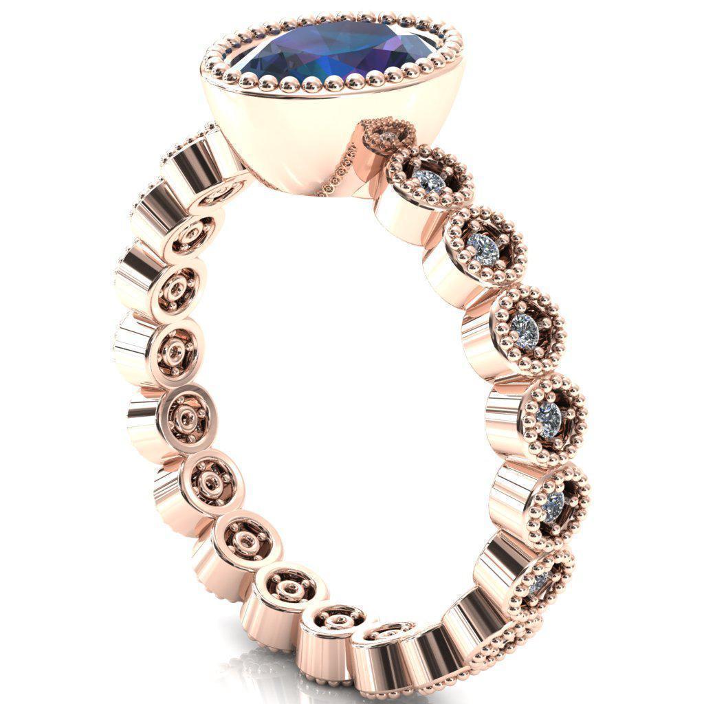 Borea Oval Alexandrite Full Bezel Milgrain Diamond Accent Full Eternity Ring-Custom-Made Jewelry-Fire & Brilliance ®