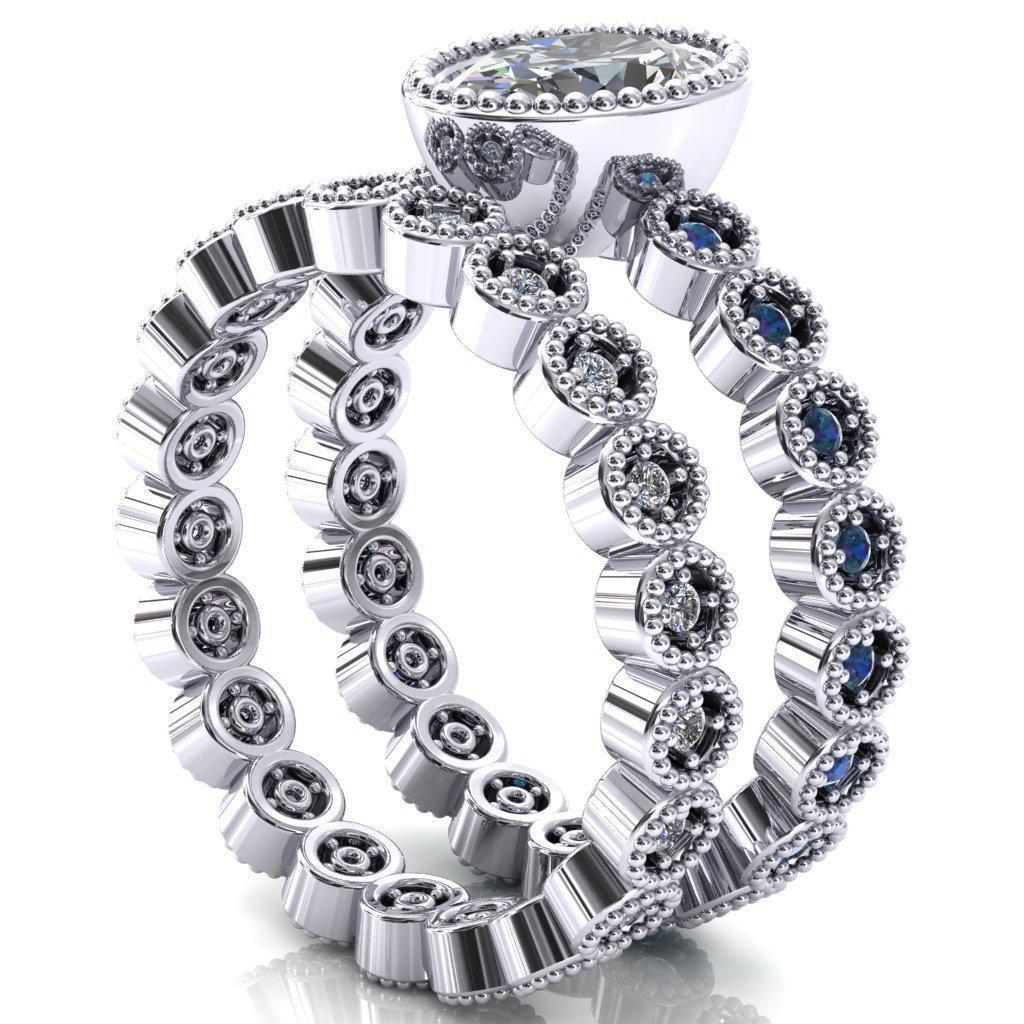 Borea Oval Moissanite Full Bezel Milgrain Alexandrite Accent Full Eternity Ring-Custom-Made Jewelry-Fire & Brilliance ®