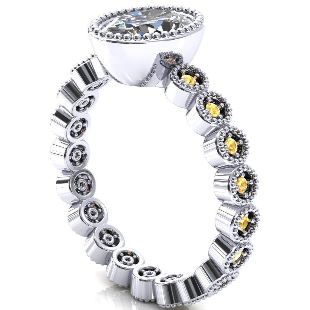 Borea Oval Moissanite Full Bezel Milgrain Yellow Sapphire Accent Full Eternity Ring-Custom-Made Jewelry-Fire & Brilliance ®