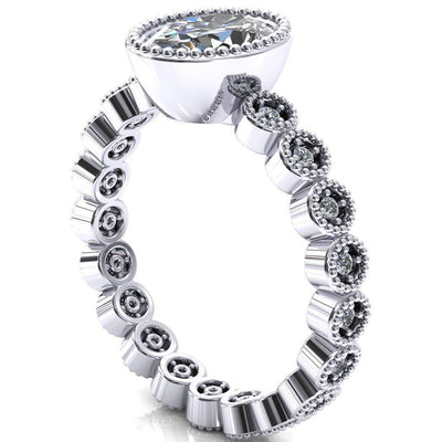 Borea Oval Moissanite Milgrain Bezel Full Eternity Diamond Accent Ring-FIRE & BRILLIANCE
