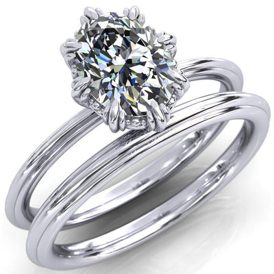 Botticelli Oval Moissanite 6 Fancy Prongs Engagement Ring-Custom-Made Jewelry-Fire & Brilliance ®