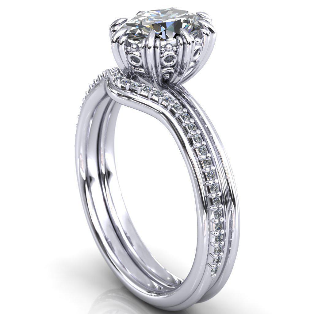 Botticelli Oval Moissanite 6 Fancy Prongs Engagement Ring-Custom-Made Jewelry-Fire & Brilliance ®