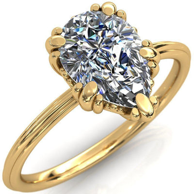 Botticelli Pear Moissanite 5 Fancy Prongs Engagement Ring-Custom-Made Jewelry-Fire & Brilliance ®