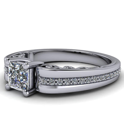 Bree Princess/Square Moissanite Wide Shank Engagement Ring-Custom-Made Jewelry-Fire & Brilliance ®