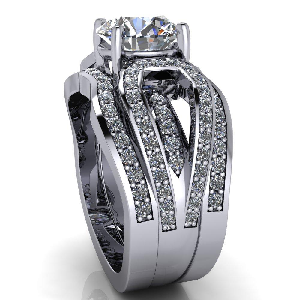 Brenda Round Moissanite Split Shank Diamond Channel Under Bezel Engagement Ring-Custom-Made Jewelry-Fire & Brilliance ®