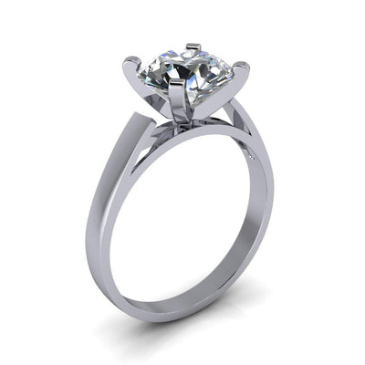 Brenna Round Moissanite 4 V Prong Cathedral Flat Edge Solitaire Ring-Custom-Made Jewelry-Fire & Brilliance ®
