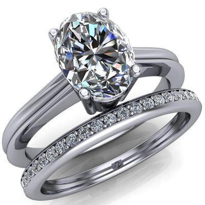 Brogue Oval Moissanite 4 Prong Under Bezel Ring-Custom-Made Jewelry-Fire & Brilliance ®