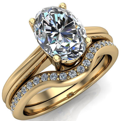 Brogue Oval Moissanite 4 Prong Under Bezel Ring-Custom-Made Jewelry-Fire & Brilliance ®