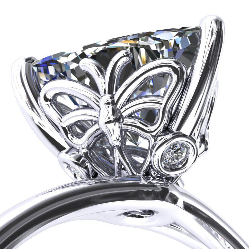 Butterfly Wings Trillion Moissanite 3 Prong Engagement Ring-Custom-Made Jewelry-Fire & Brilliance ®