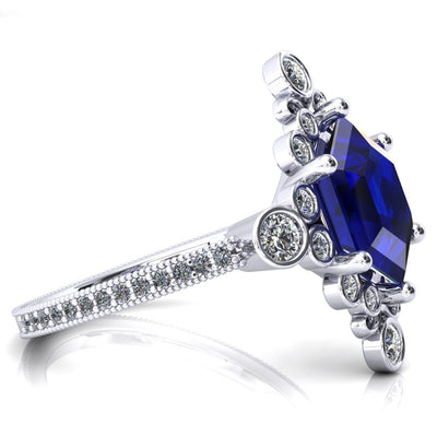 Leilani 10x7mm Elongated Hexagon Center Stone Art Deco Diamond Galaxy Design Engagement Ring