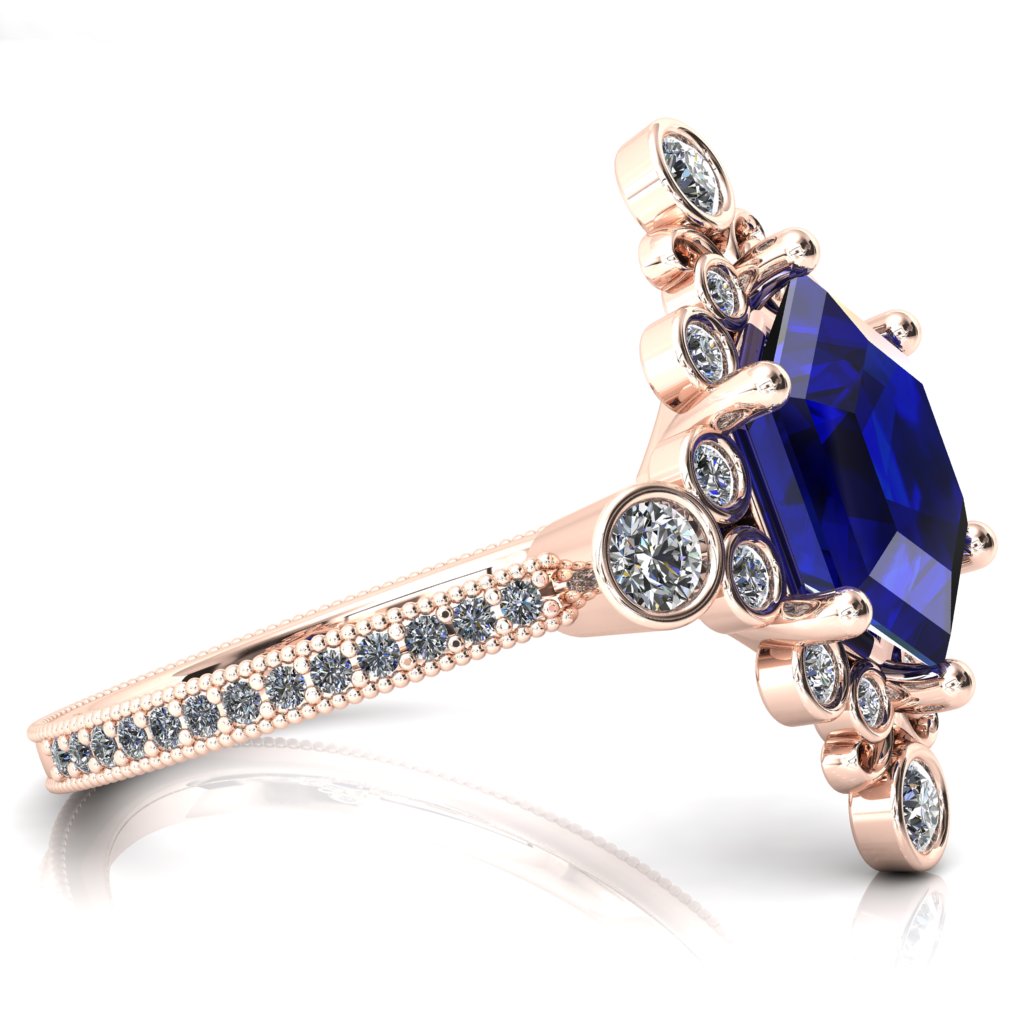 Leilani 10x7mm Elongated Hexagon Center Stone Art Deco Diamond Galaxy Design Engagement Ring