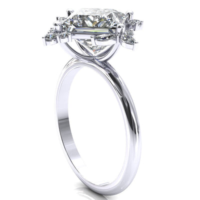 8mm Princess Center with Marquise Shaped Cluster Ring