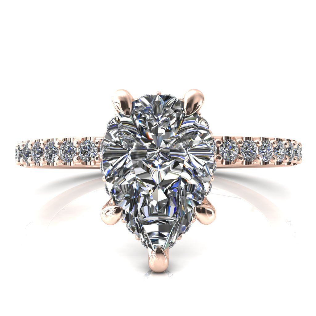 Aldona Pear Moissanite Diamond Under Bezel 1/2 Eternity Ring