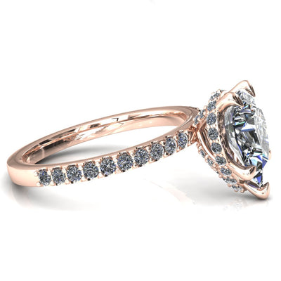 Aldona Pear Moissanite Diamond Under Bezel 1/2 Eternity Ring