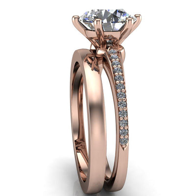 Cailyn Round Moissanite Tall Peg Setting Diamond Shank Ring-Custom-Made Jewelry-Fire & Brilliance ®