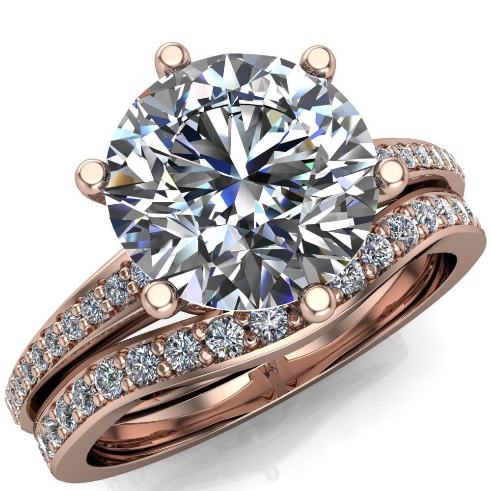 Cailyn Round Moissanite Tall Peg Setting Diamond Shank Ring-Custom-Made Jewelry-Fire & Brilliance ®
