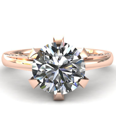Calani Round Moissanite with Royal Diamond Neck Engagement Ring-Custom-Made Jewelry-Fire & Brilliance ®