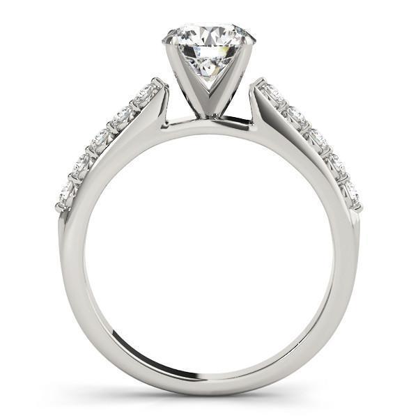 Callie Round Moissanite Shared Prong Under Bezel Diamond Side 4 Prong Engagement Ring-Custom-Made Jewelry-Fire & Brilliance ®