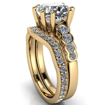 Calypso Cushion Moissanite 8 Prong Shared Bezel Shank Engagement Ring-Custom-Made Jewelry-Fire & Brilliance ®