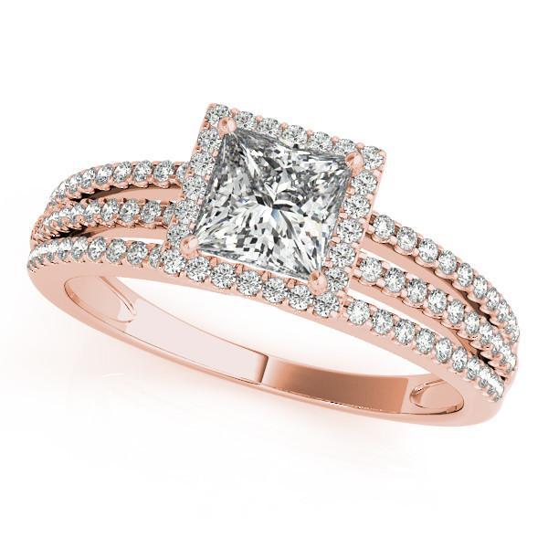 Cameron Princess/Square Moissanite Triple Split Shank Halo Engagement Ring-Custom-Made Jewelry-Fire & Brilliance ®
