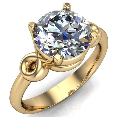 Caprice Round Moissanite Under Bezel Comfort Fit Ring-Custom-Made Jewelry-Fire & Brilliance ®