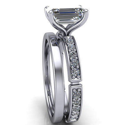Cara Emerald Moissanite Diamond Channel 4 Prong Ring-Custom-Made Jewelry-Fire & Brilliance ®