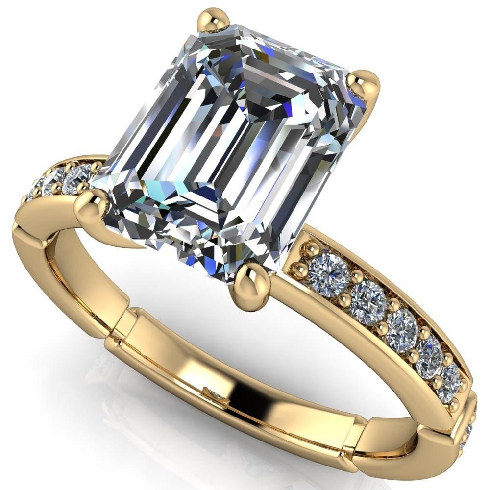 Cara Emerald Moissanite Diamond Channel 4 Prong Ring-Custom-Made Jewelry-Fire & Brilliance ®