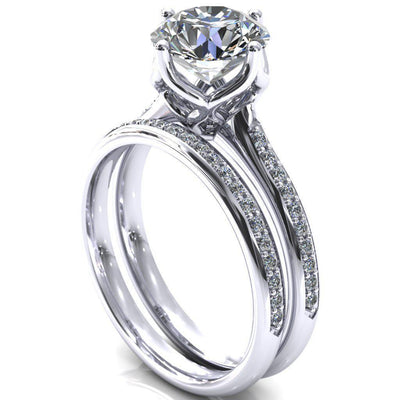 Carly Round Moissanite Royal Net Crown Diamond Channel Set Ring-Custom-Made Jewelry-Fire & Brilliance ®
