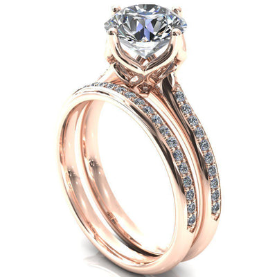 Carly Round Moissanite Royal Net Crown Diamond Channel Set Ring-Custom-Made Jewelry-Fire & Brilliance ®