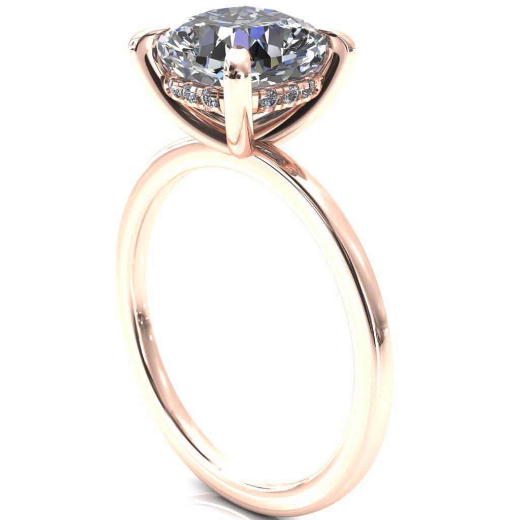 Carmeli Cushion Moissanite 4 Claw Prong Micro Pave Diamond Rail Engagement Ring-FIRE & BRILLIANCE