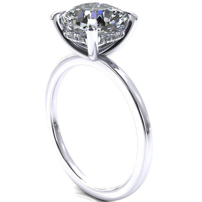 Carmeli Cushion Moissanite 4 Claw Prong Micro Pave Diamond Rail Engagement Ring-FIRE & BRILLIANCE