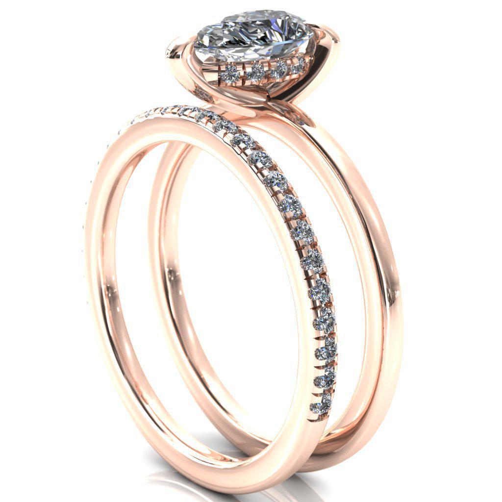 Carmeli Pear Moissanite 3 Claw Prong Micro Pave Diamond Rail Engagement Ring-FIRE & BRILLIANCE