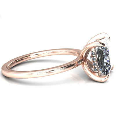 Carmeli Princess/Square Moissanite 4 Claw Prong Micro Pave Diamond Rail Engagement Ring-FIRE & BRILLIANCE
