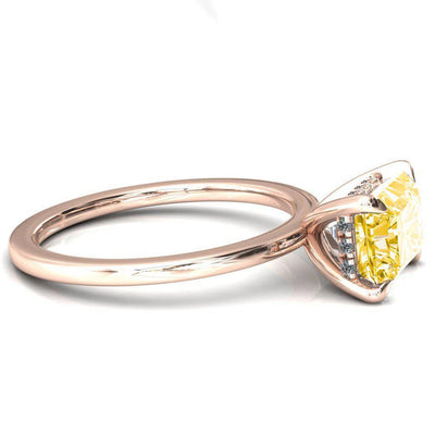 Carmeli Radiant Canary Yellow East-West 4 Claw Prong Micro Pave Diamond Rail Engagement Ring-FIRE & BRILLIANCE