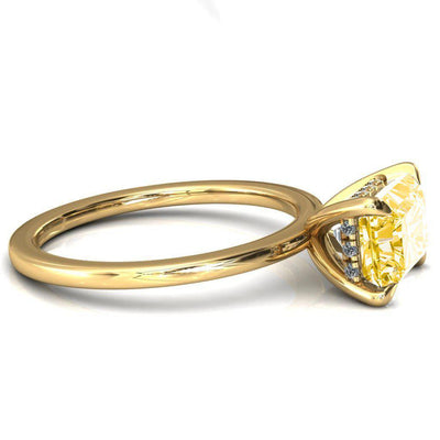 Carmeli Radiant Canary Yellow East-West 4 Claw Prong Micro Pave Diamond Rail Engagement Ring-FIRE & BRILLIANCE