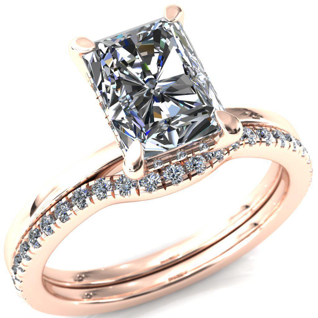 Carmeli Radiant Moissanite 4 Claw Prong Micro Pave Diamond Rail Engagement Ring-FIRE & BRILLIANCE