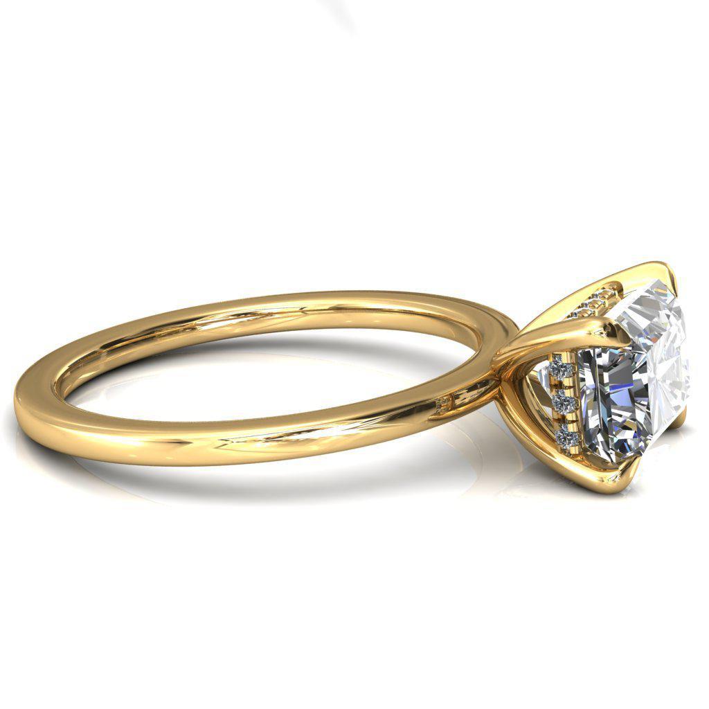 Carmeli Radiant Moissanite East-West 4 Claw Prong Micro Pave Diamond Rail Engagement Ring-FIRE & BRILLIANCE