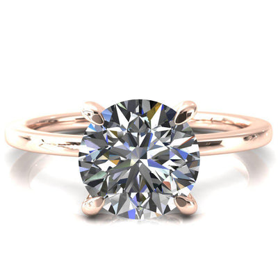 Carmeli Round Moissanite 4 Claw Prong Micro Pave Diamond Rail Engagement Ring-FIRE & BRILLIANCE