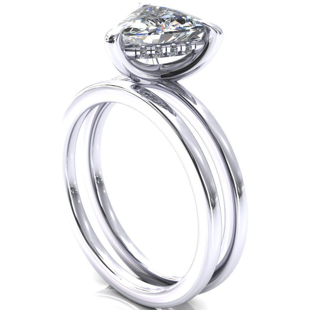 Carmeli Trillion Moissanite 3 Claw Prong Micro Pave Diamond Rail Engagement Ring-FIRE & BRILLIANCE