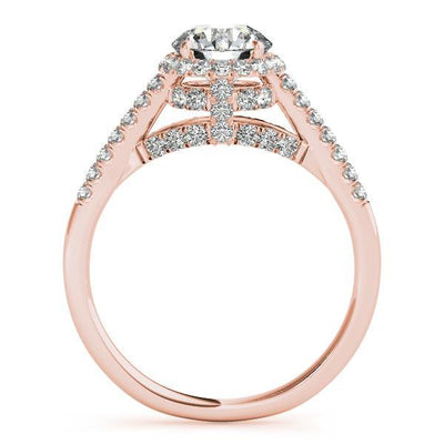 Carole Round Moissanite Cathedral Halo Engagement Ring-Custom-Made Jewelry-Fire & Brilliance ®