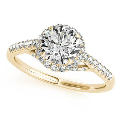 Carole Round Moissanite Cathedral Halo Engagement Ring-Custom-Made Jewelry-Fire & Brilliance ®