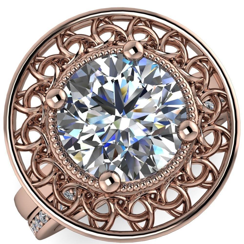Caroline Round Moissanite Filigree Halo Antique Design Sinead Engagement Ring-Custom-Made Jewelry-Fire & Brilliance ®