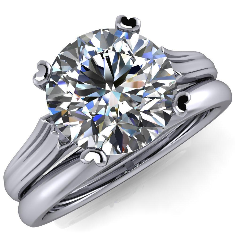 Carolyn Round Moissanite Tapered Band 4 Prong Cathedral Engagement Ring-Custom-Made Jewelry-Fire & Brilliance ®