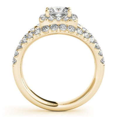 Cassandra Princess/Square Moissanite Split Shank Halo Engagement Ring-Custom-Made Jewelry-Fire & Brilliance ®