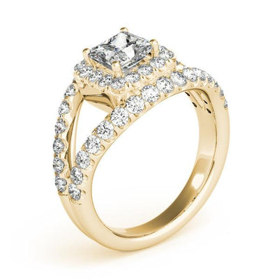 Cassandra Princess/Square Moissanite Split Shank Halo Engagement Ring-Custom-Made Jewelry-Fire & Brilliance ®